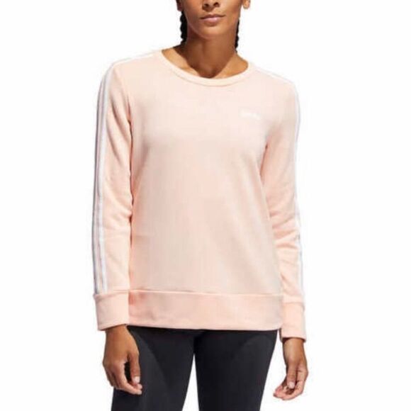ADIDAS 3 Stripe Training Pullover, Peach/White  sweatshirt S - Picture 1 of 5